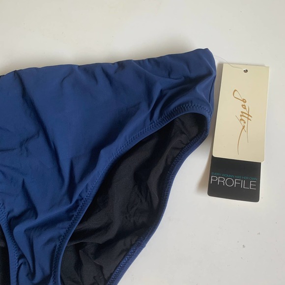 Profile by Gottex 8 Shirred Bikini Bottoms Navy Blue High Rise Waisted Sexy NEW - Picture 5 of 10